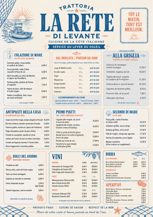 Coastal Regional italian-menu menu template preview