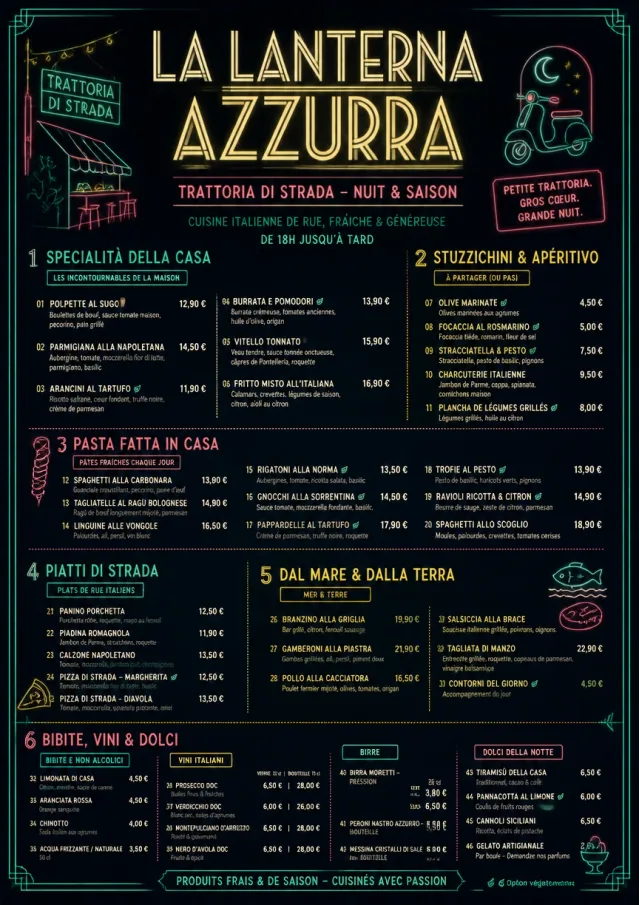 Night Market Neon italian-menu menu template preview