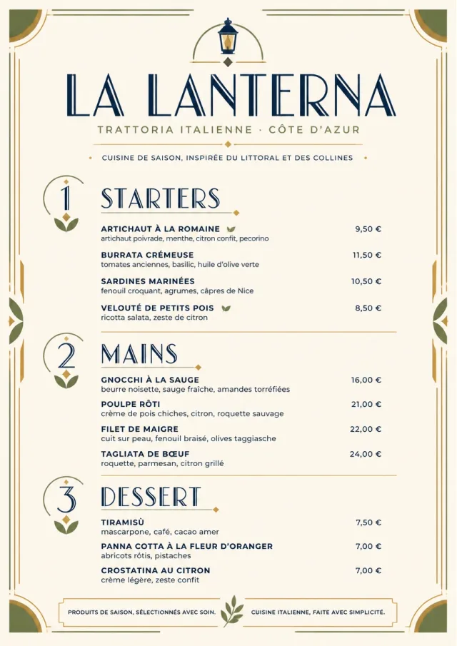 Chef Carte Brève italian-menu menu template preview