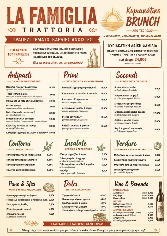 Family Style Feast italian-menu menu template preview