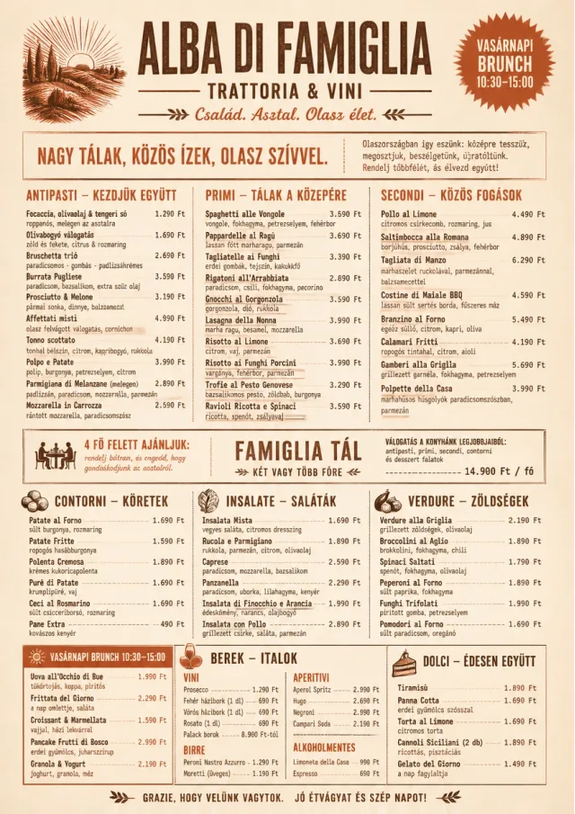 Family Style Feast italian-menu menu template preview