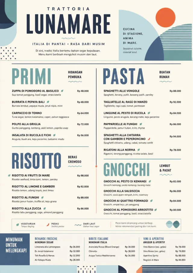 Modern Fusion italian-menu menu template preview