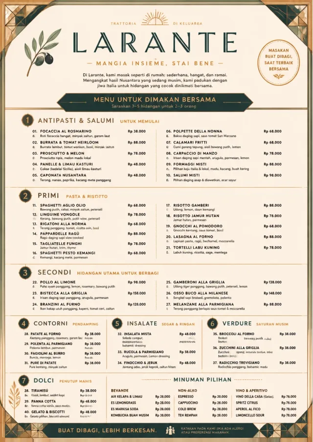 Family Style Feast italian-menu menu template preview