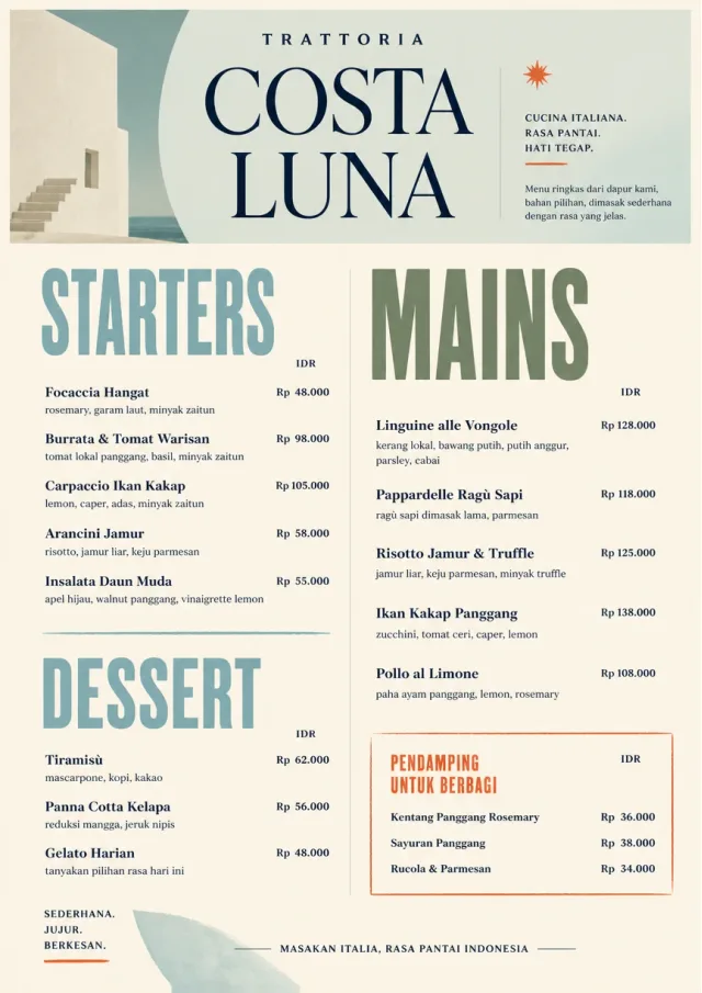 Chef Carte Brève italian-menu menu template preview