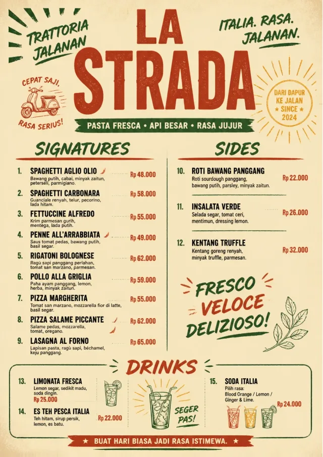 Street Stall Flyer italian-menu menu template preview