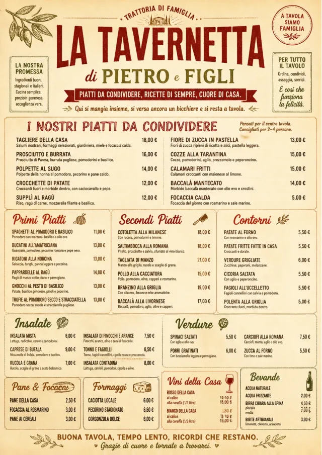 Family Style Feast italian-menu menu template preview