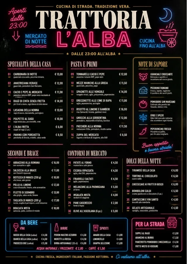 Night Market Neon italian-menu menu template preview