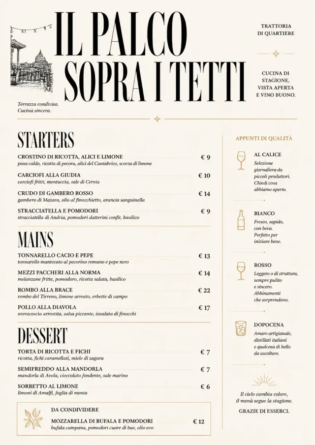 Chef Carte Brève italian-menu menu template preview