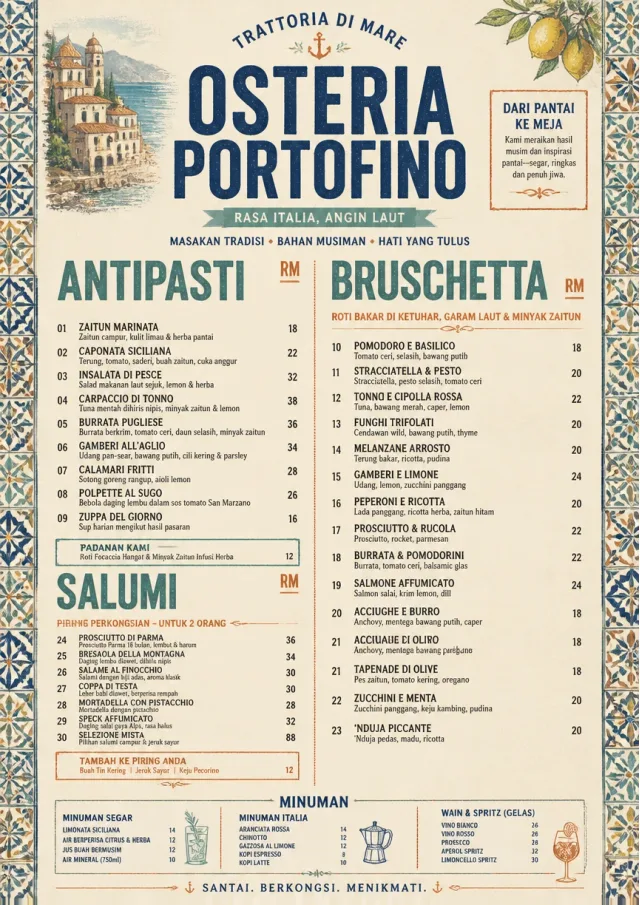 Heritage Tradition italian-menu menu template preview