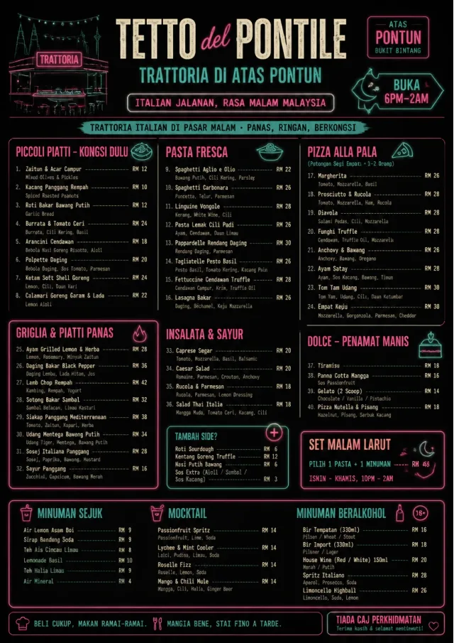 Night Market Neon italian-menu menu template preview