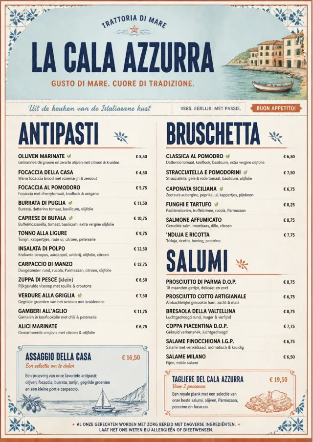 Heritage Tradition italian-menu menu template preview