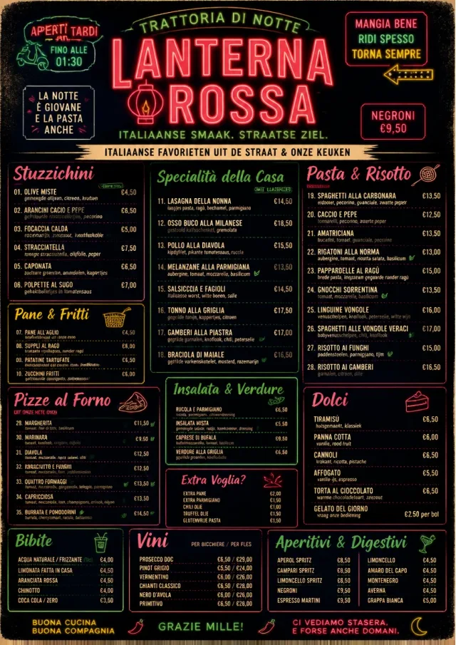 Night Market Neon italian-menu menu template preview
