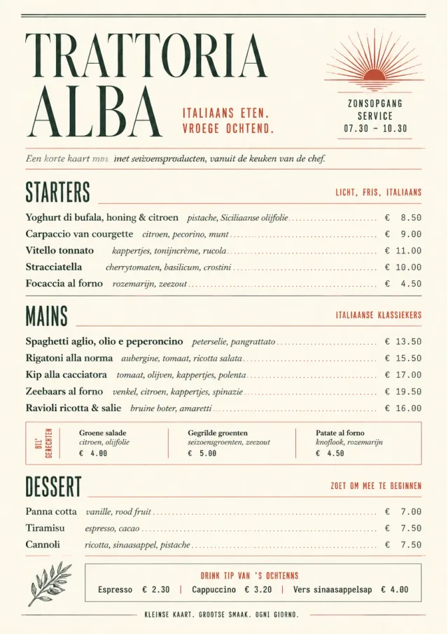 Chef Carte Brève italian-menu menu template preview