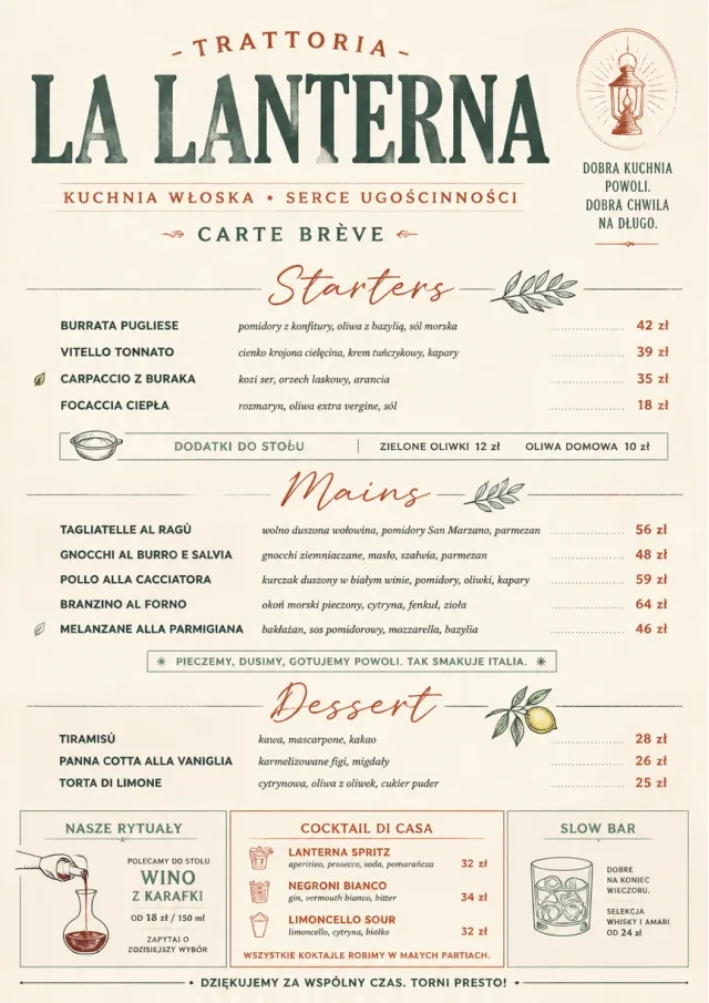 Chef Carte Brève italian-menu menu template preview
