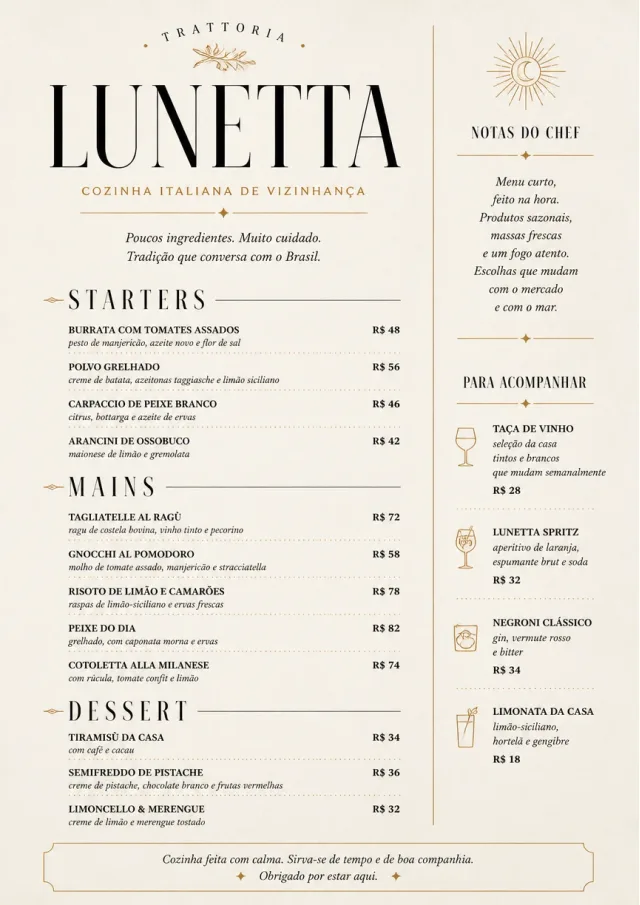 Chef Carte Brève italian-menu menu template preview