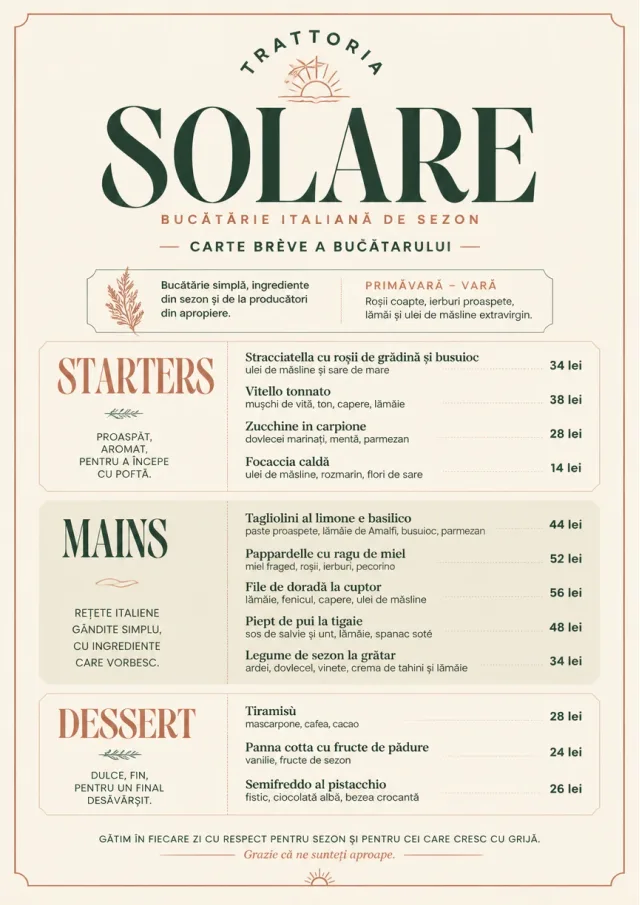Chef Carte Brève italian-menu menu template preview