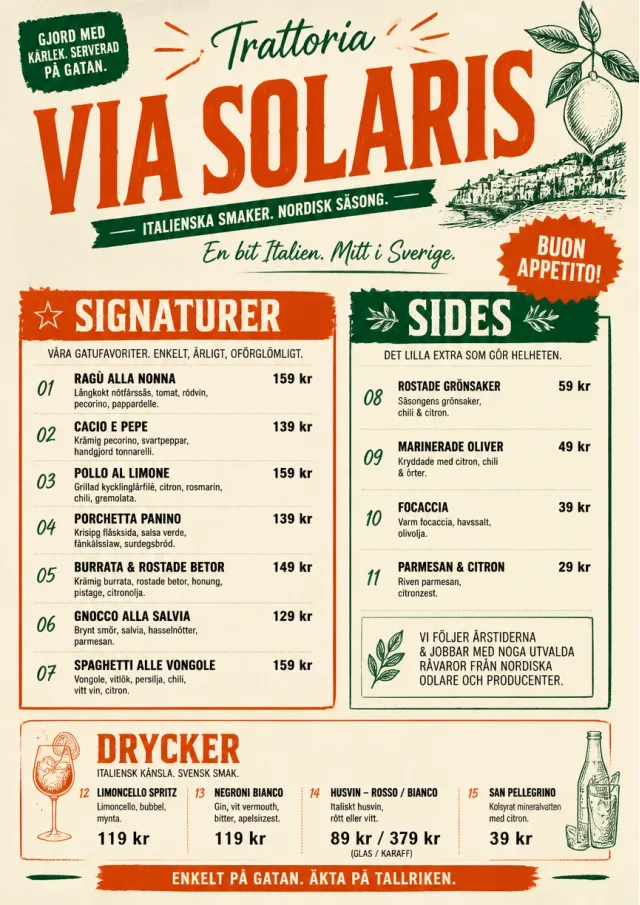 Street Stall Flyer italian-menu menu template preview