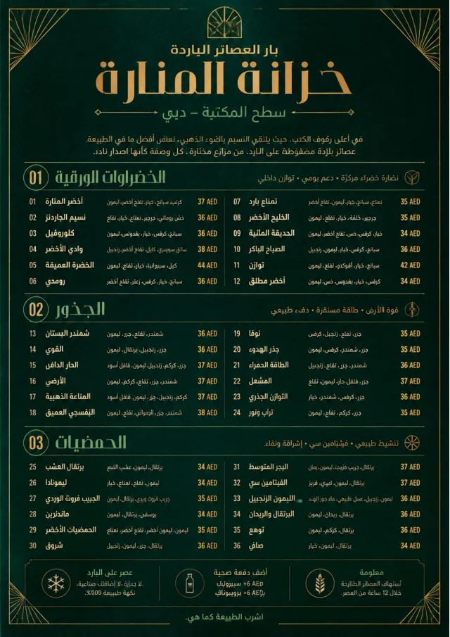 Editorial Cellar juice-menu menu template preview