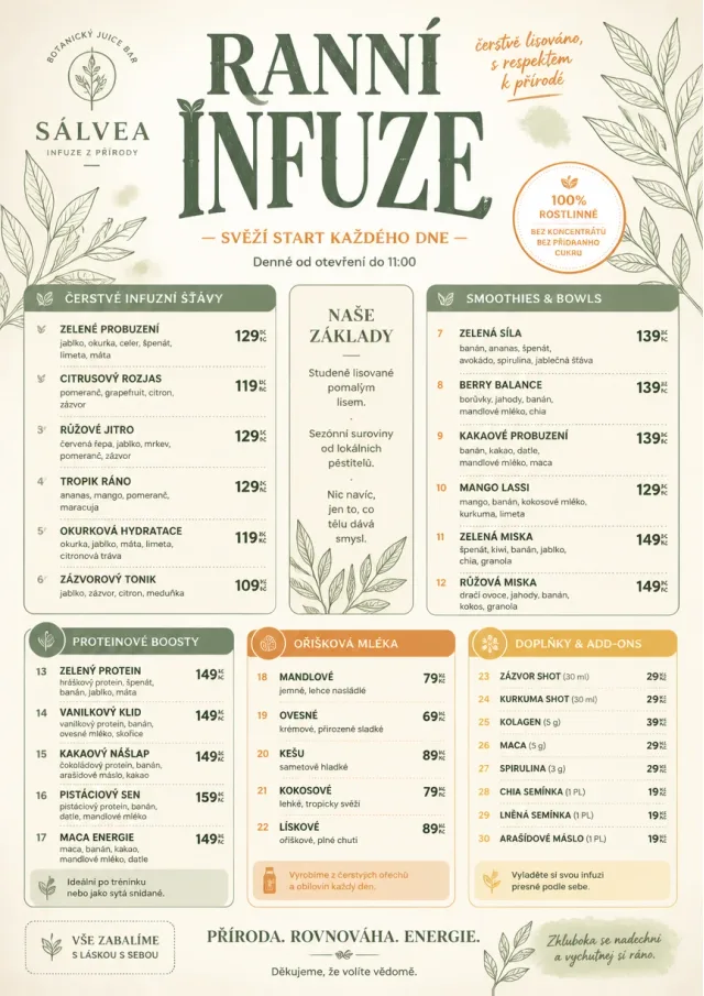 Botanical Infusion juice-menu menu template preview