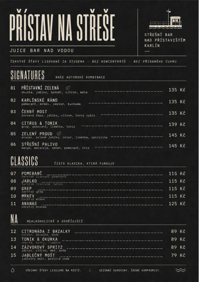 Mono Bar Minimal juice-menu menu template preview