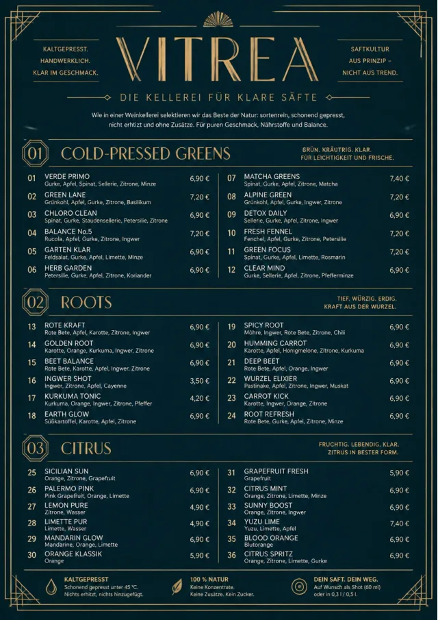 Editorial Cellar juice-menu menu template preview