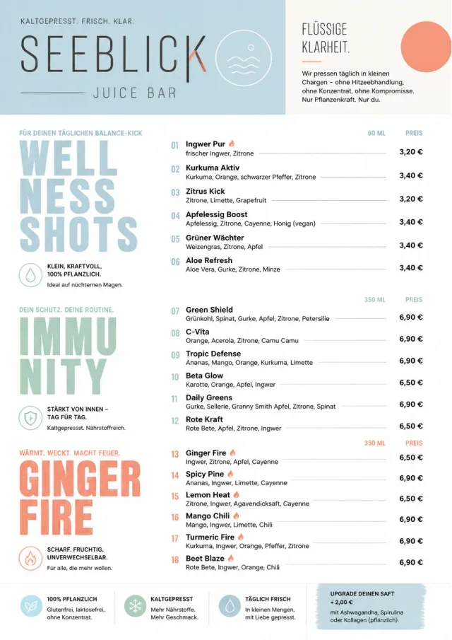Modern Minimal Pour juice-menu menu template preview
