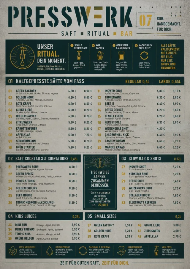 Industrial Craft juice-menu menu template preview