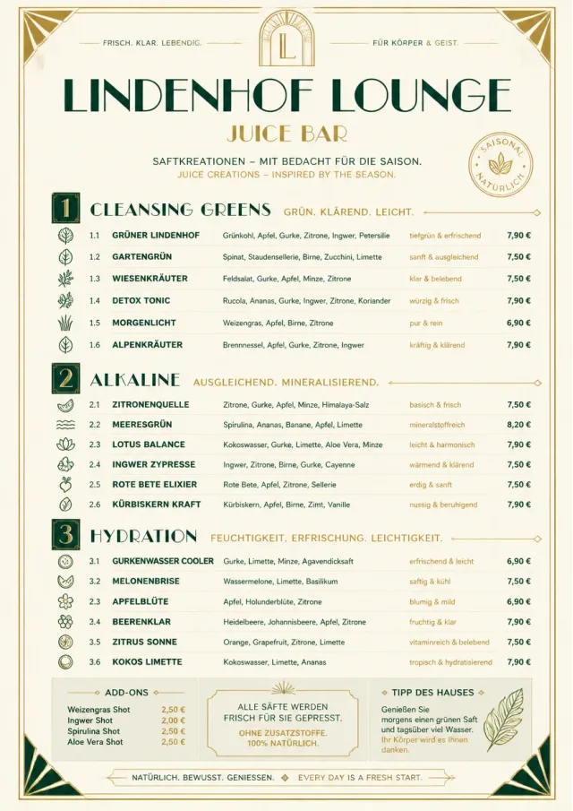Luxury Hotel Lounge juice-menu menu template preview