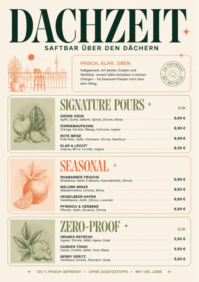 Boutique Pour Card juice-menu menu template preview