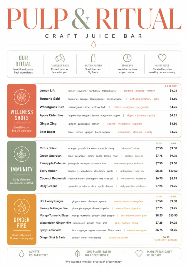 Modern Minimal Pour juice-menu menu template preview