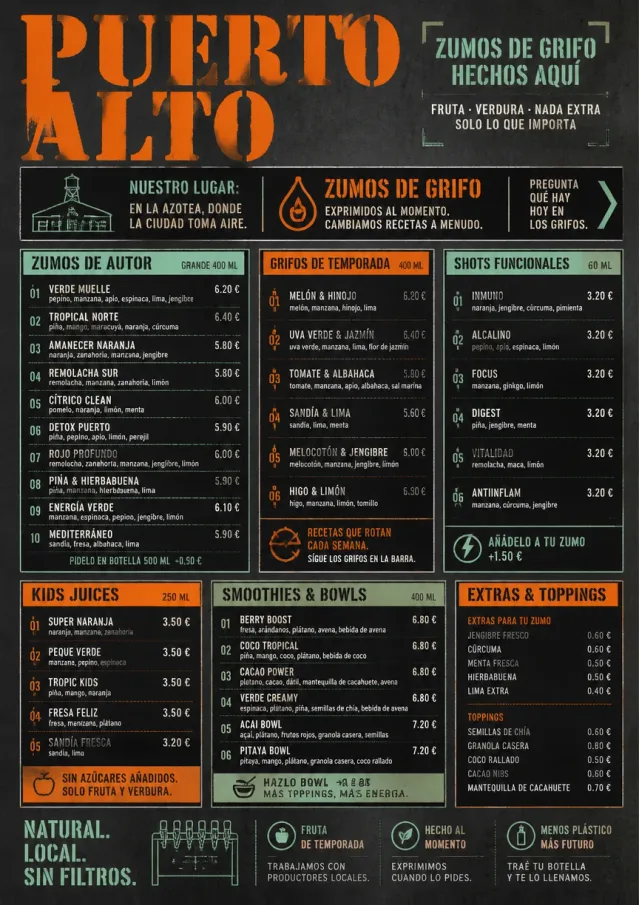 Industrial Craft juice-menu menu template preview