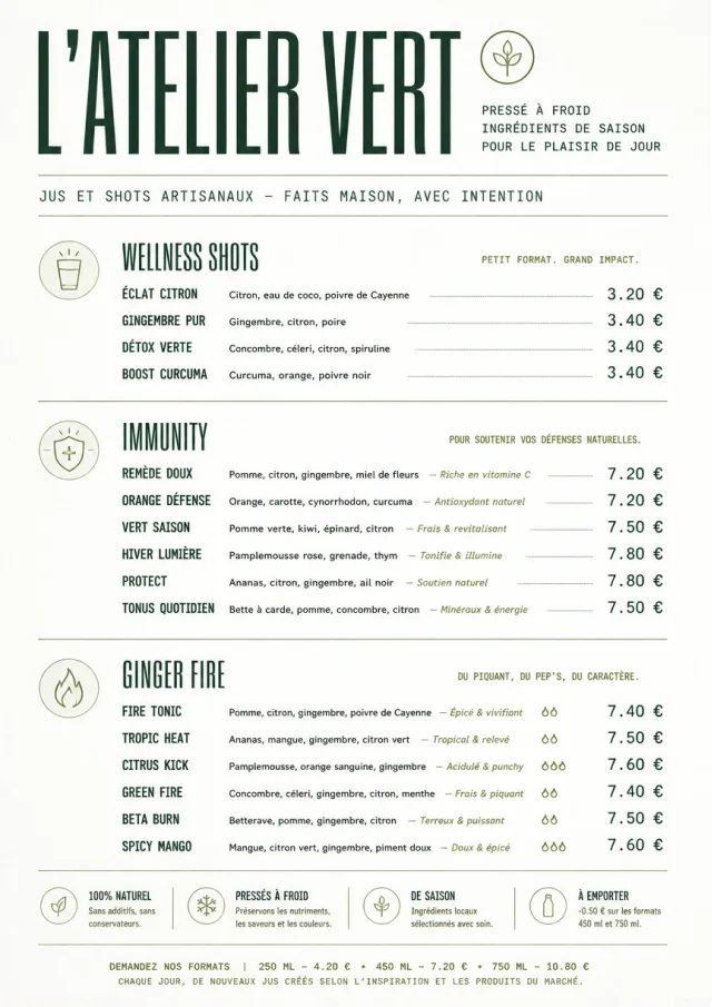Modern Minimal Pour juice-menu menu template preview