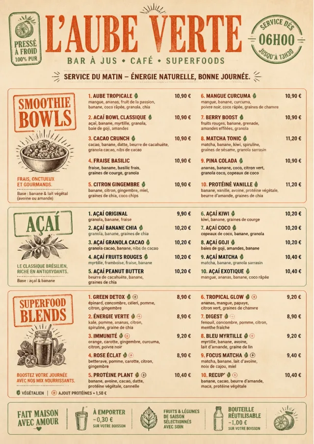 Heritage Taproom juice-menu menu template preview