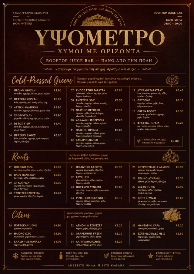 Editorial Cellar juice-menu menu template preview