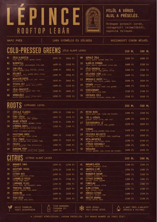 Editorial Cellar juice-menu menu template preview