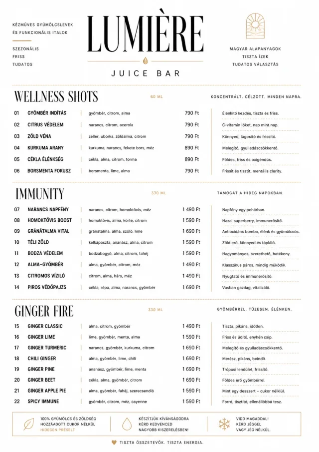 Modern Minimal Pour juice-menu menu template preview