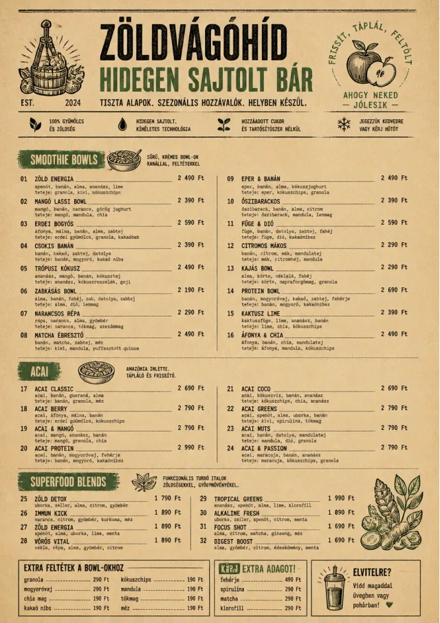 Heritage Taproom juice-menu menu template preview