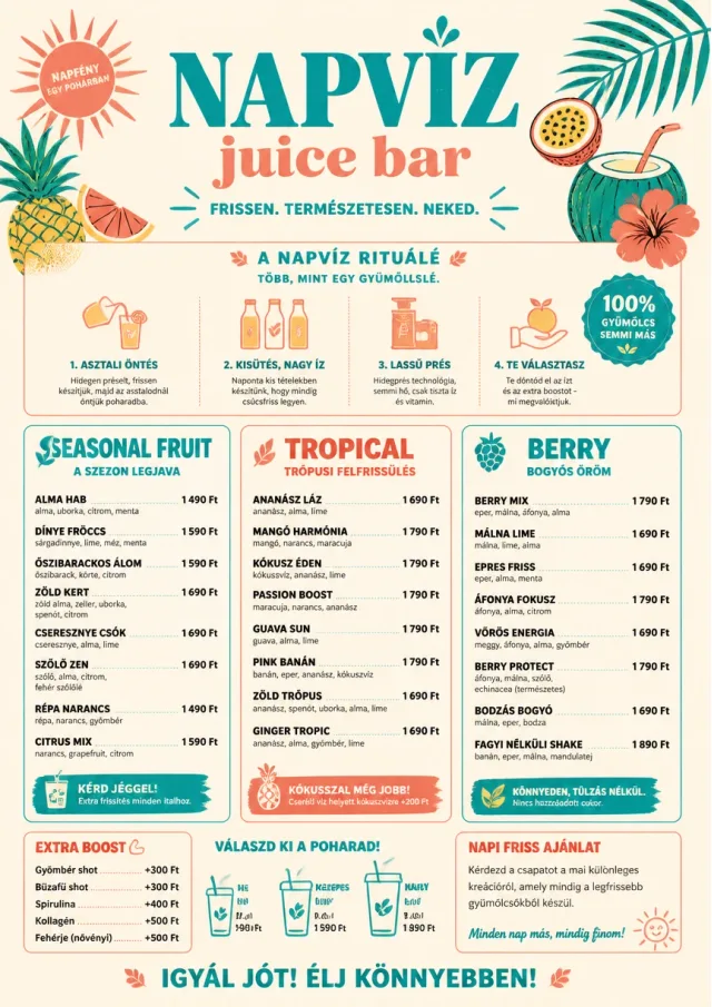 Tropical Refresh juice-menu menu template preview