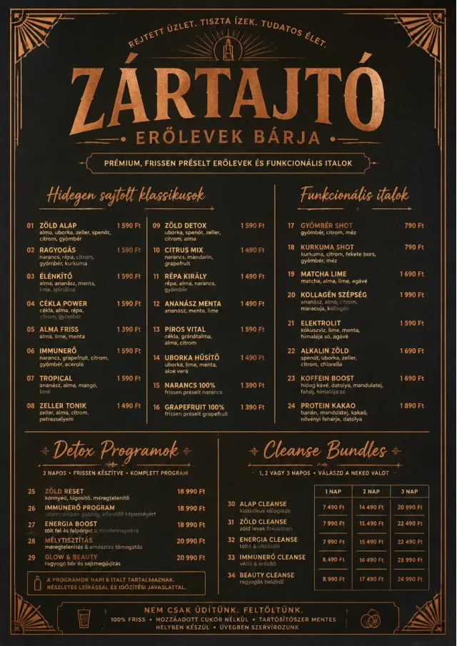 Speakeasy Spirits juice-menu menu template preview