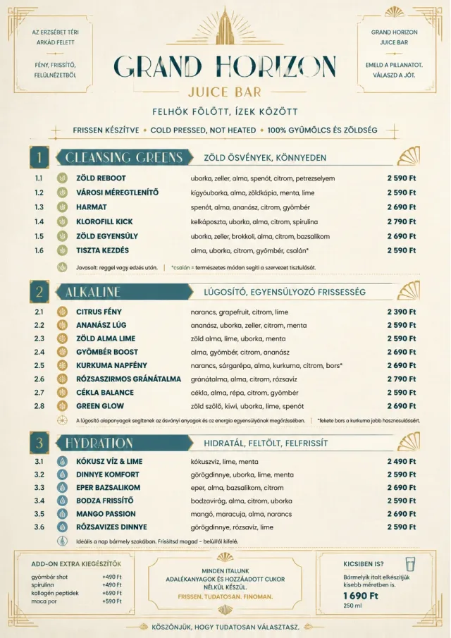Luxury Hotel Lounge juice-menu menu template preview