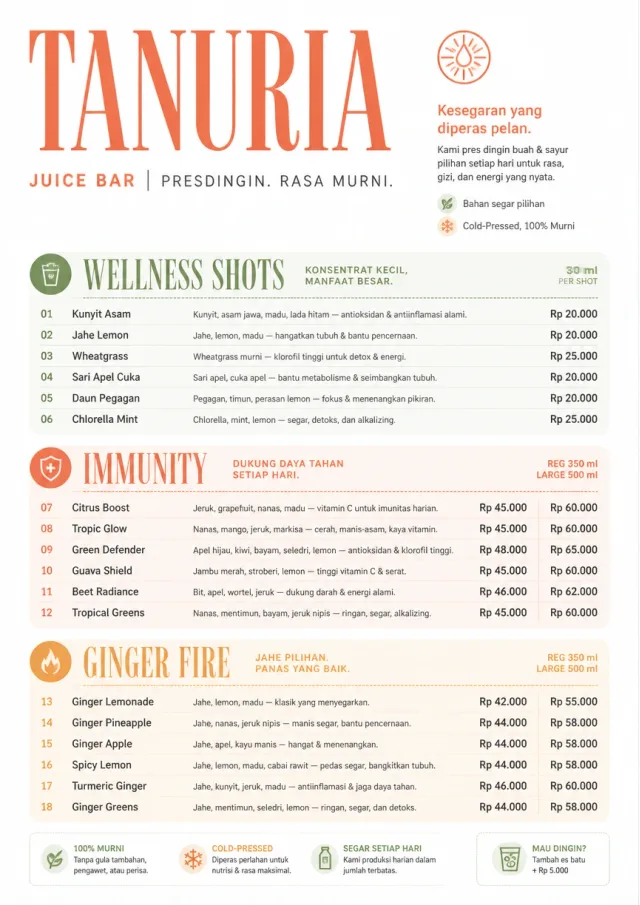 Modern Minimal Pour juice-menu menu template preview