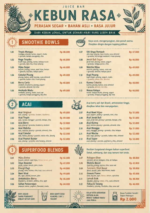 Heritage Taproom juice-menu menu template preview