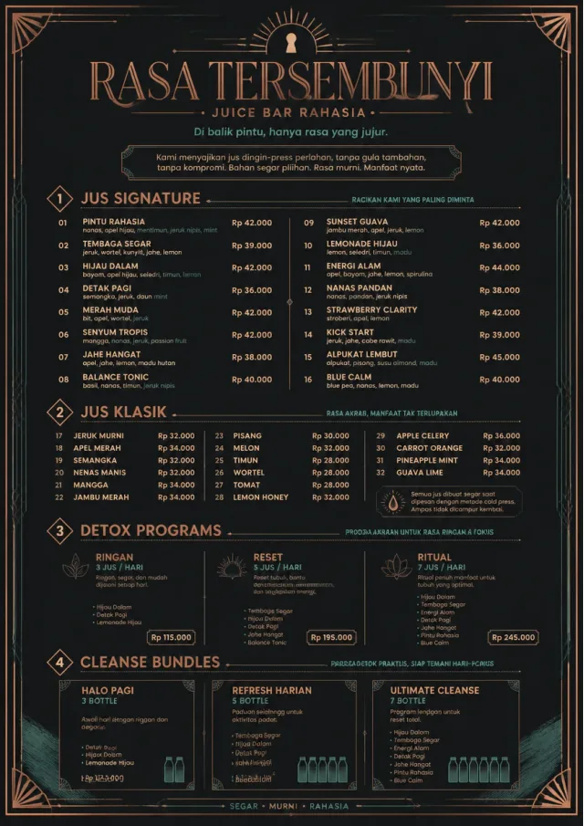 Speakeasy Spirits juice-menu menu template preview