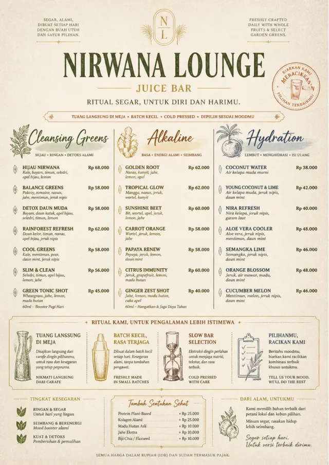 Luxury Hotel Lounge juice-menu menu template preview
