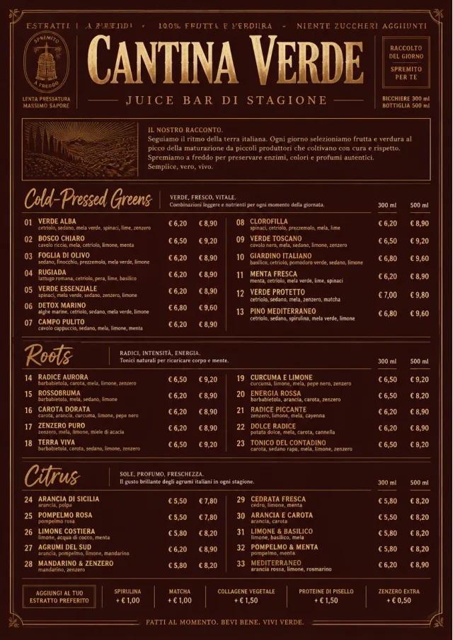 Editorial Cellar juice-menu menu template preview