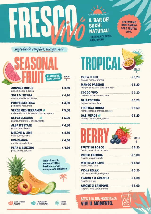 Tropical Refresh juice-menu menu template preview