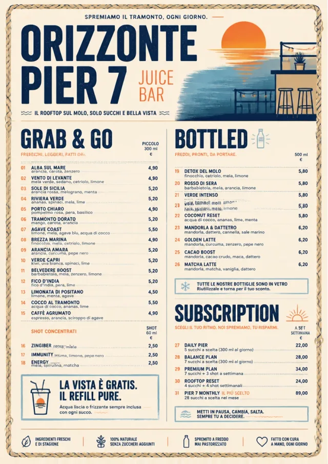Coastal Sunset juice-menu menu template preview