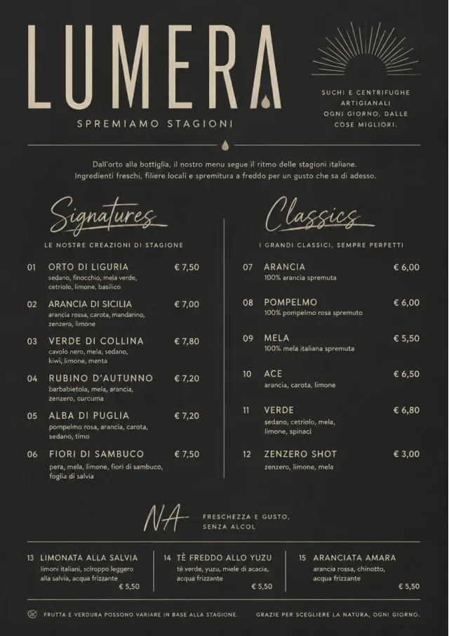 Mono Bar Minimal juice-menu menu template preview