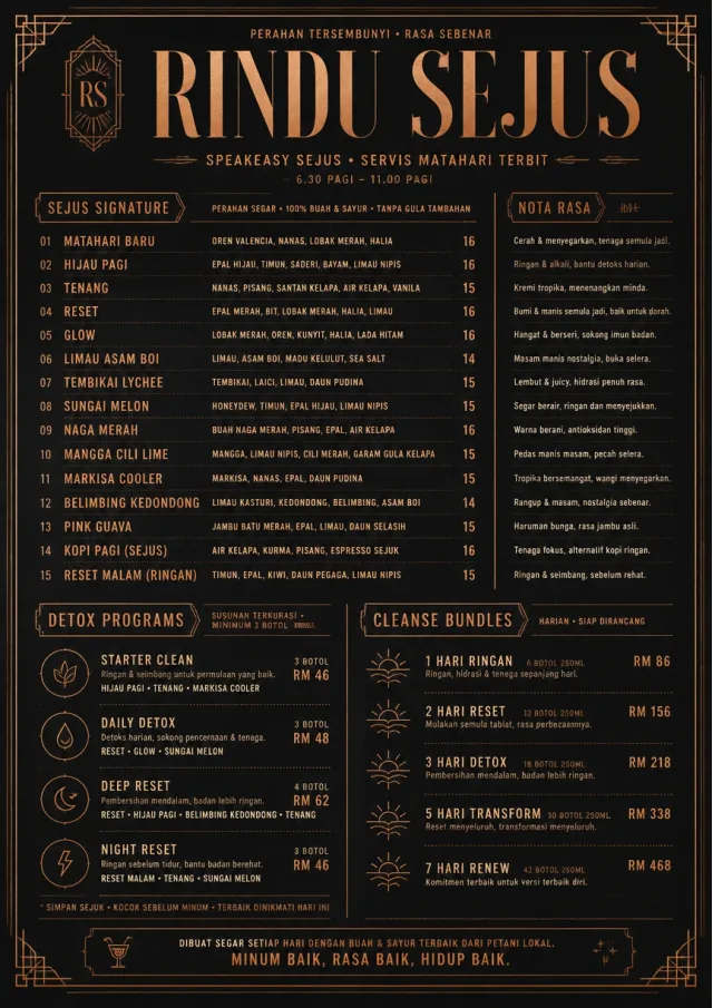 Speakeasy Spirits juice-menu menu template preview