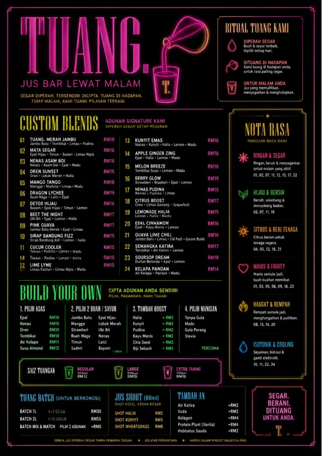Neon Night Pour juice-menu menu template preview